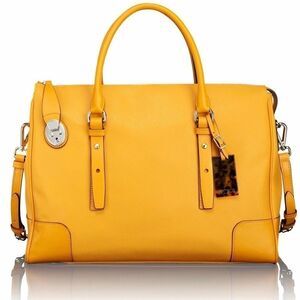 TUMI Villa Lucca City Tote Bag with tortoise tumi logo.